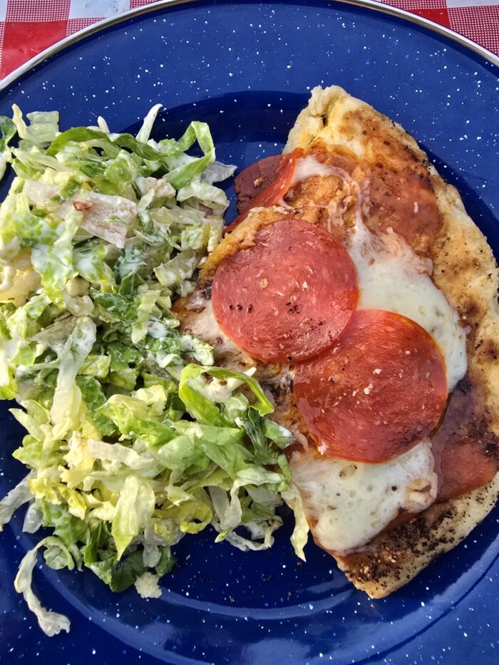 Easy, delicious camping pizza – from scratch! Toppings are up to you!