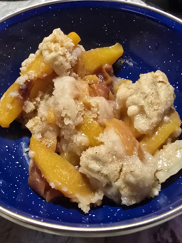 Peach cobbler prepared