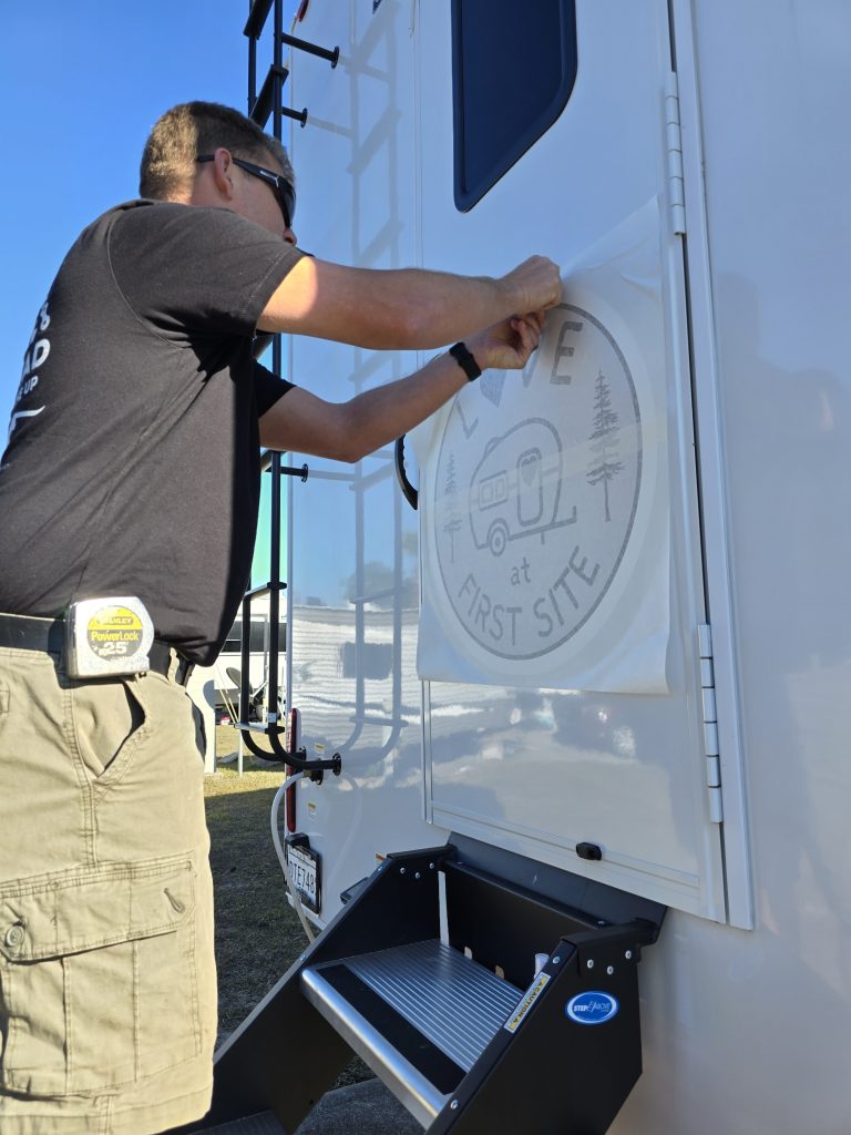 Jesse applying the new decals