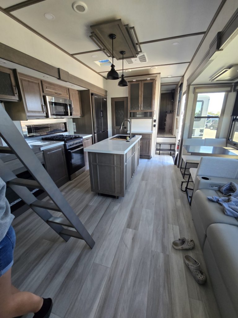 Inside of a new fifth wheel