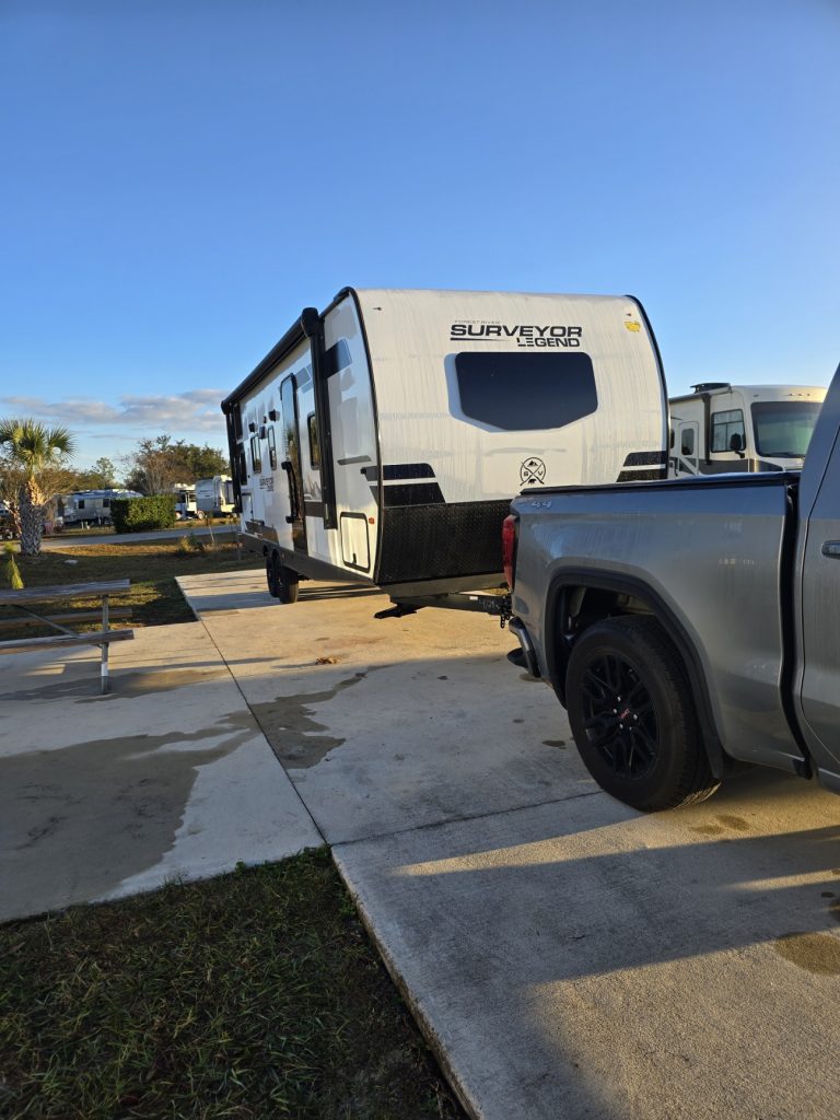 Truck and Camper parked at our site